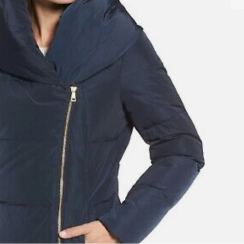 Cole Haan Signature Down & FeatherHooded Puffer Coat Dark Navy New Size XS - Picture 10 of 12
